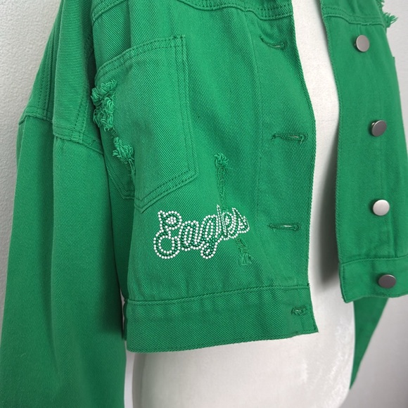 Philadelphia eagles Jean jacket with hanging crystals - Picture 3 of 7